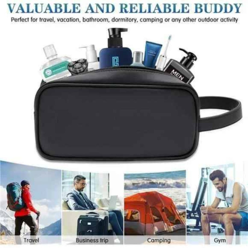 Soft Pu Leather Zipped Travel Toiletry Bag Mens Ladies Supply Toiletry Bag Case View 6